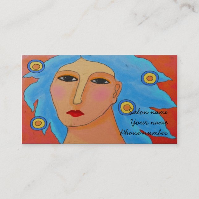 Carte De Rendez-vous Femme aux cheveux bleus (Devant)