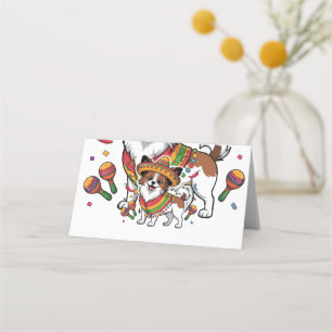 Carte De Rendez-vous Fiesta Papillon Chien portant Sombrero et Sarape
