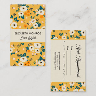 Carte De Rendez-vous Fleurs chic sur Gold Salon Hair Styliste Maquillag