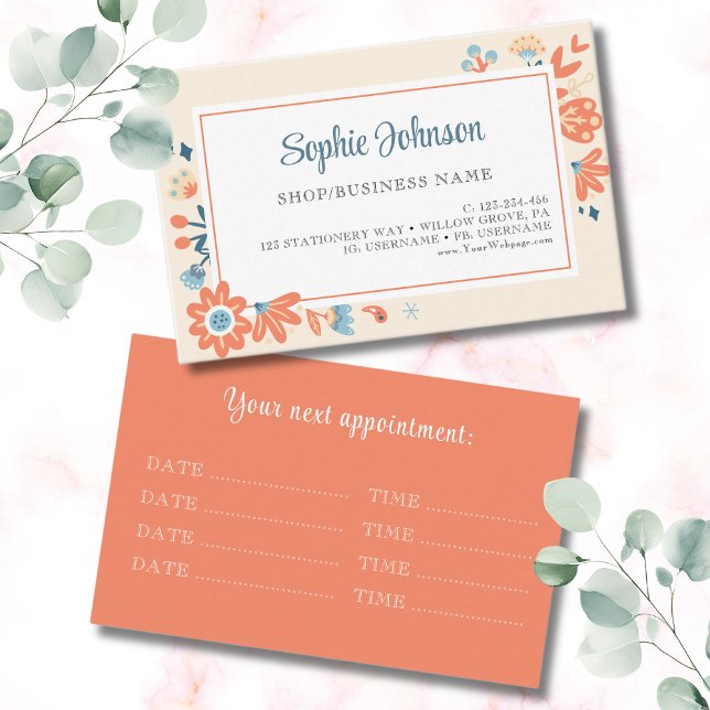 Carte De Rendez-vous Fleurs folkloriques nordiques florales (Créateur téléchargé)