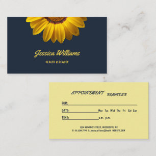Carte De Rendez-vous Fleurs jaunes sur le Monogramme arrière - plan ble