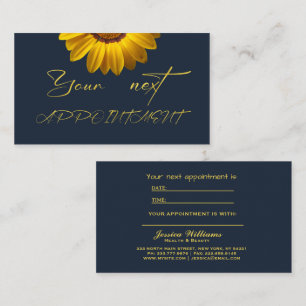 Carte De Rendez-vous Fleurs jaunes sur le Monogramme arrière - plan ble