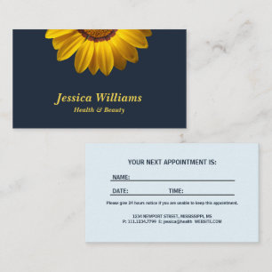 Carte De Rendez-vous Fleurs jaunes sur le Monogramme arrière - plan ble