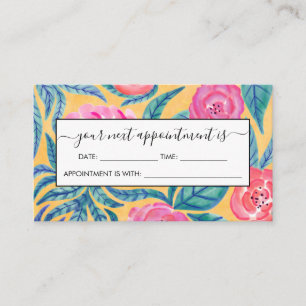 Carte De Rendez-vous Fleurs orange rose Feuille Motif d'aquarelle