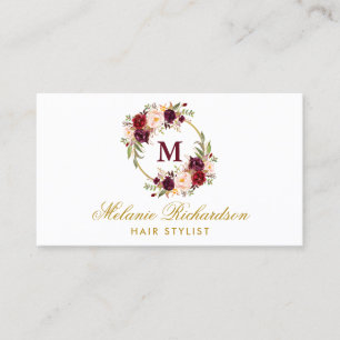 Carte De Rendez-vous Floral Bourgogne Gold Hair Styliste Nomination M