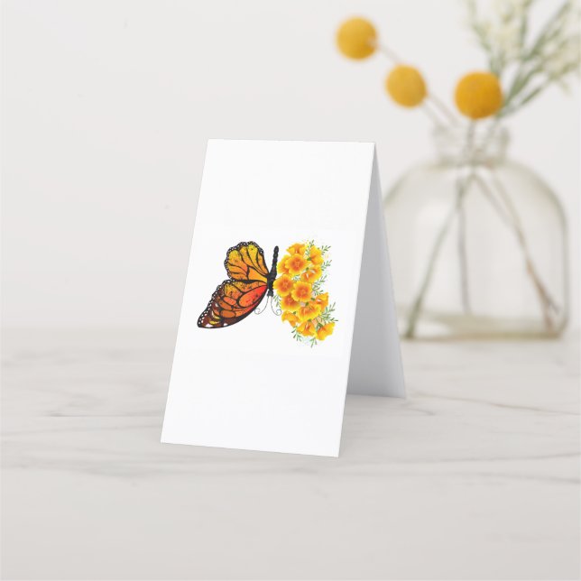 Carte De Rendez-vous Flower Butterfly with Yellow California Poppy (Dos)