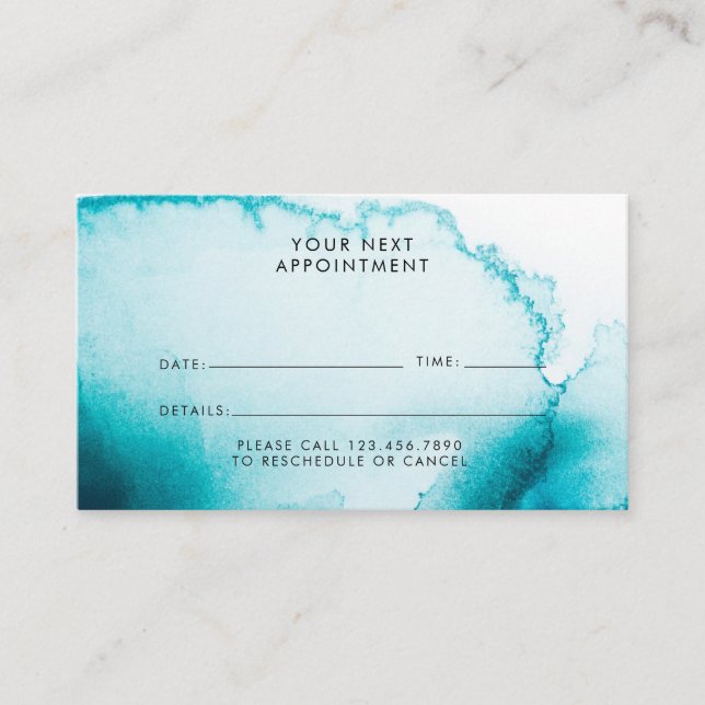 Carte De Rendez-vous Fond aquarelle bleu aqua (Devant)