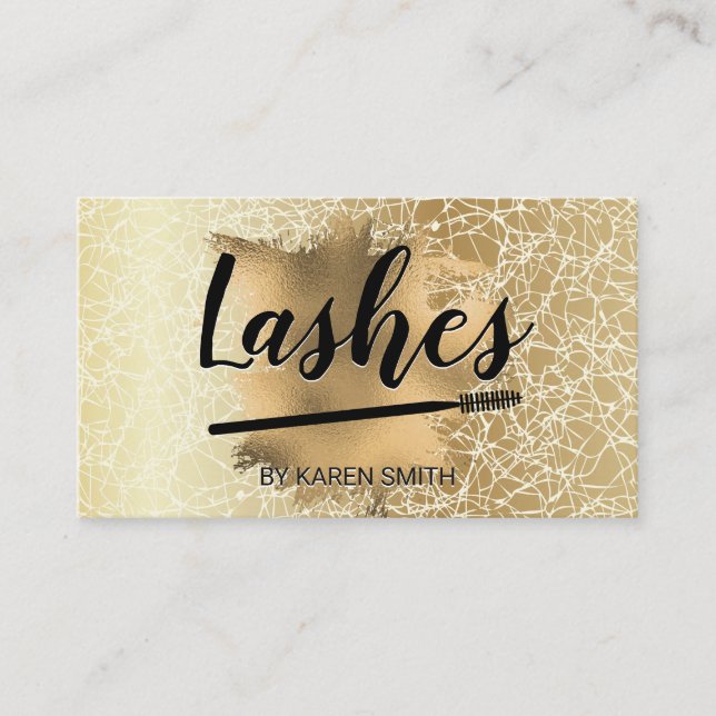 Carte De Rendez-vous Fond de texture dorée | Feuille d'or | Cils (Devant)