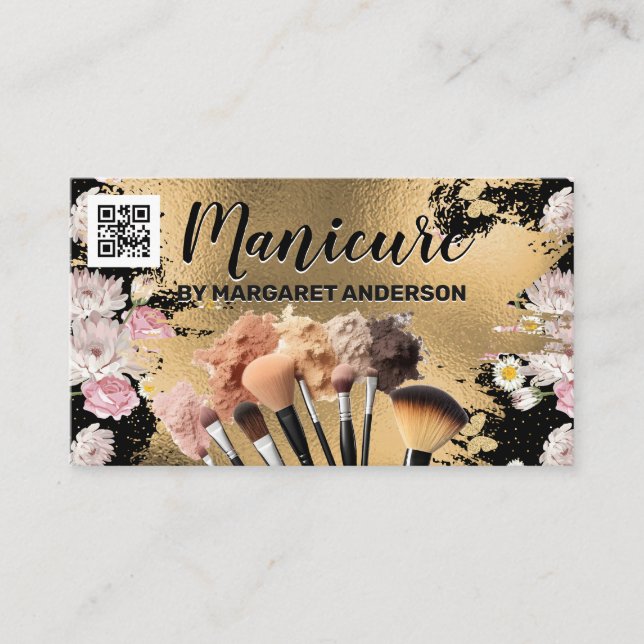 Carte De Rendez-vous Fondations de maquillage des brosses | Fleurs (Devant)