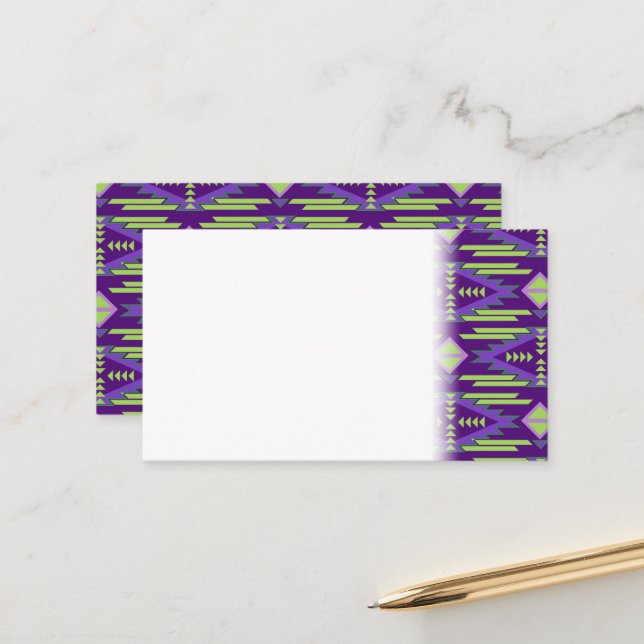 Carte De Rendez-vous Formes géométriques Triangles vert Mystique violet (Devant/Arrière en situation)