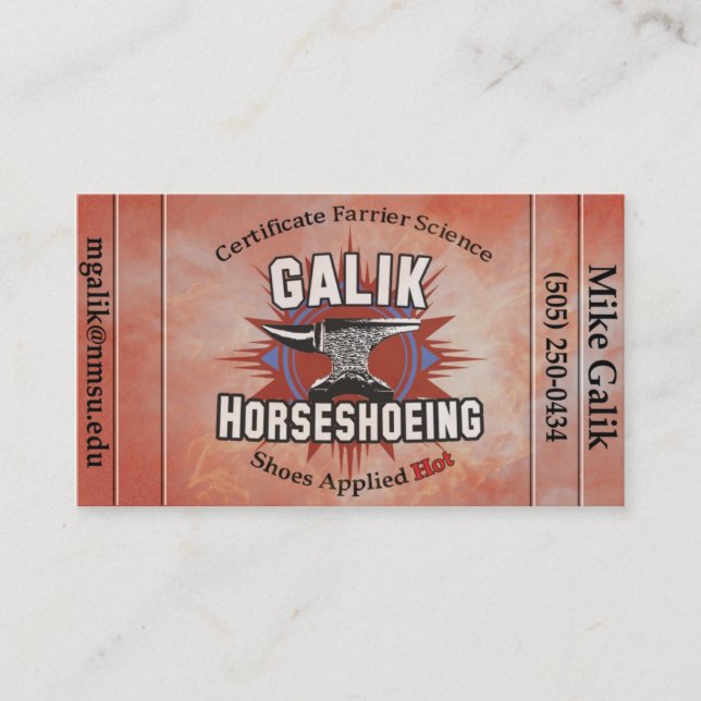 Carte De Rendez-vous Galik Horseshoeing (Devant)