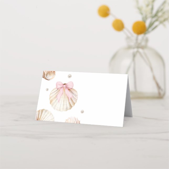 Carte De Rendez-vous Girl Pink Bow Shell Baby Shower Appointment Card (Devant)