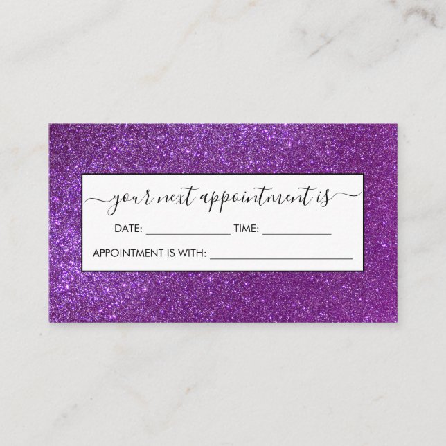 Carte De Rendez-vous Girly Sparkly Royal Purple Parties scintillant (Devant)