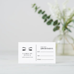 Carte de rendez-vous Glam Eyelashes Noir et Blanc