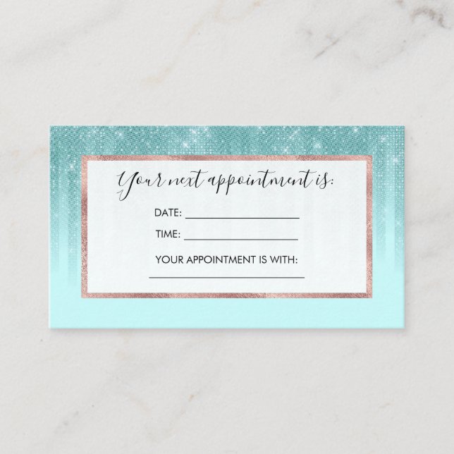 Carte De Rendez-vous Glam Mint Green Aqua Parties scintillant Gradient  (Devant)