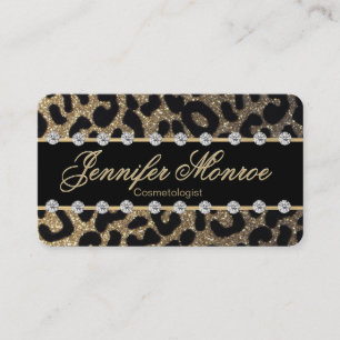 Carte De Rendez-vous Glam Monogram léopard d'or et diamants
