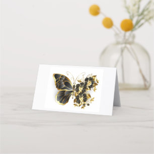 Carte De Rendez-vous Gold flower Butterfly with Black Orchid