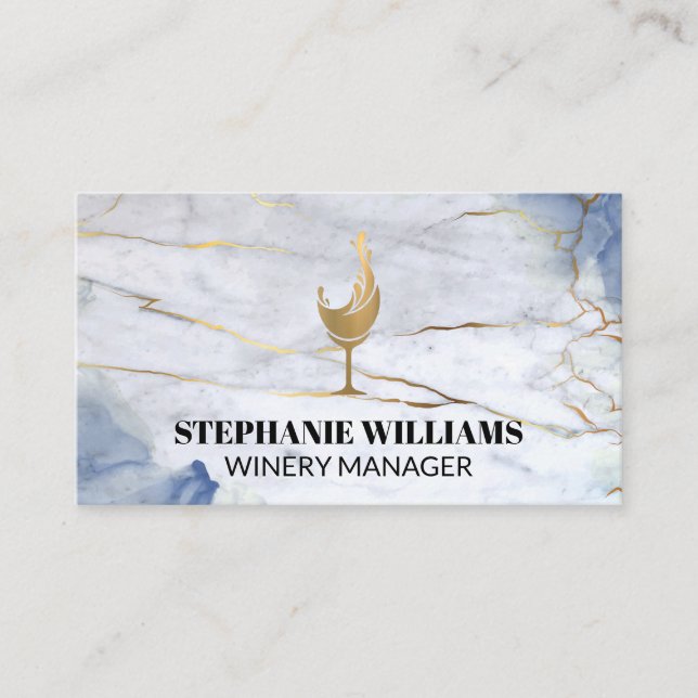 Carte De Rendez-vous Gold Wine Splash | Blue Marble Gold  (Devant)