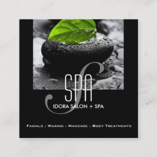 Carte De Rendez-vous Gras Black Hot Stones et Feuilles Spa et massage