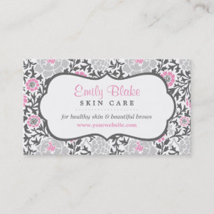 Carte de rendez-vous Gray and Pink Floral Damask