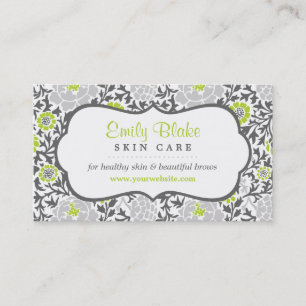 Carte de rendez-vous Grey and Green Floral Damask