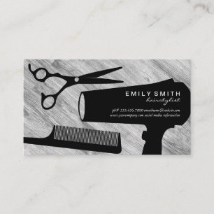 Carte De Rendez-vous Hairstylist Tools Gray Wood Nomination