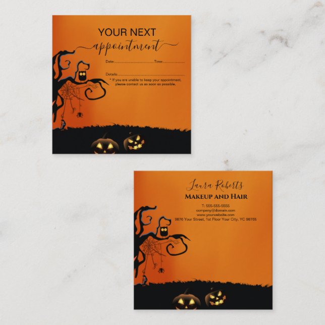 Carte De Rendez-vous Halloween noir et orange moderne (Devant / Derrière)