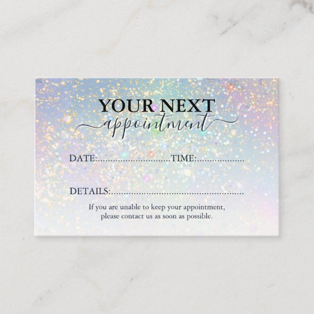 Carte De Rendez-vous Holographic Glam Glitter Elegant Sparkles Beauty (Devant)