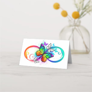 Carte De Rendez-vous Infini lumineux avec papillon arc-en-ciel