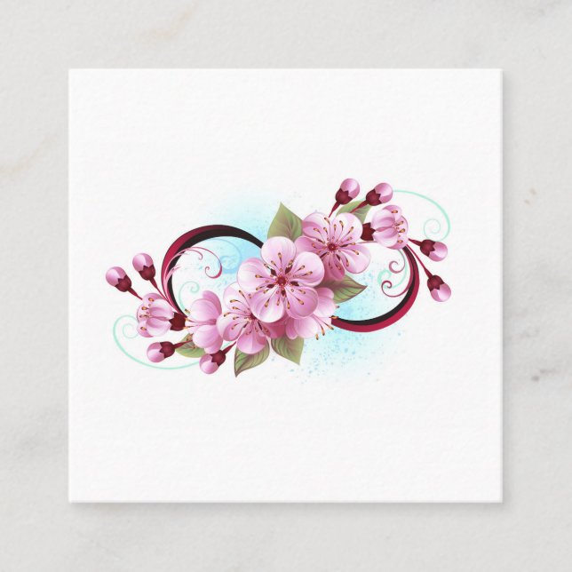 Carte De Rendez-vous Infinité avec les fleurs Sakura (Devant)
