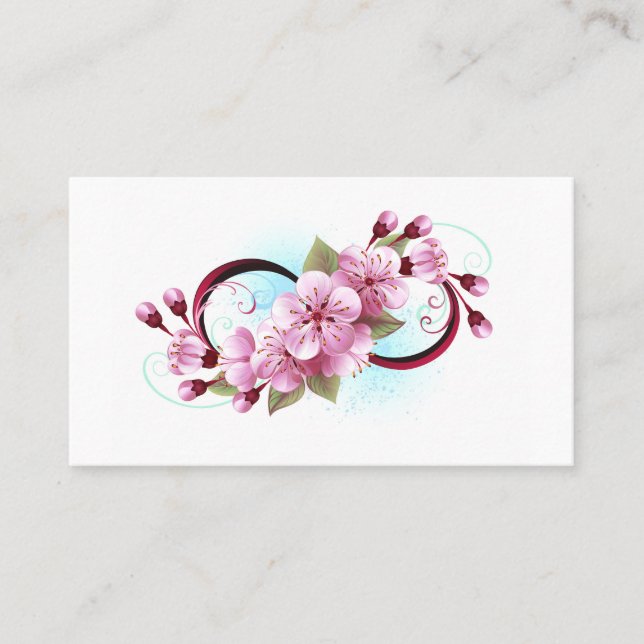 Carte De Rendez-vous Infinité avec les fleurs Sakura (Devant)