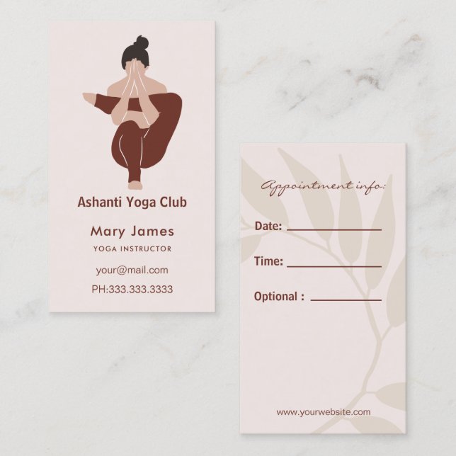 Carte De Rendez-vous Instructrice de yoga terreuse en terracotta bohème (Devant / Derrière)