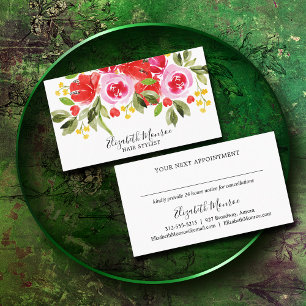 Carte De Rendez-vous Jardin Fleurs Cheveux Styliste Salon Artiste maqui
