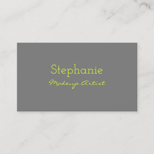 Carte De Rendez-vous Jaune Gris Personnalisé Artiste de Maquillage Néon (Devant)