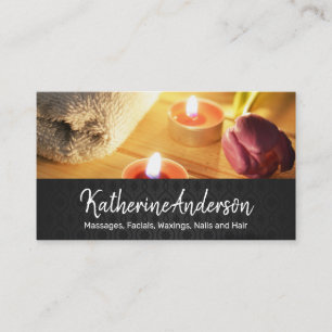 Carte De Rendez-vous Jour de Spa aux Chandelles et Fleurs Fond en Bam