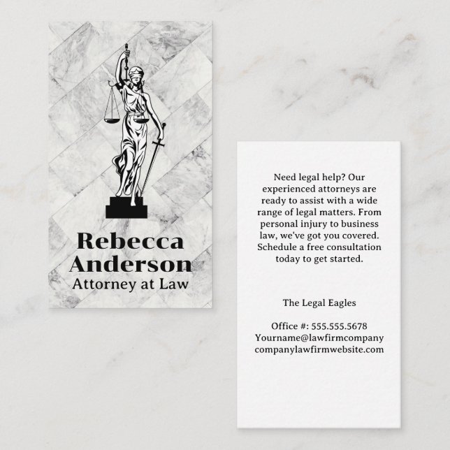 Carte De Rendez-vous Justice aveugle | Avocat | Droit | Légal (Devant / Derrière)