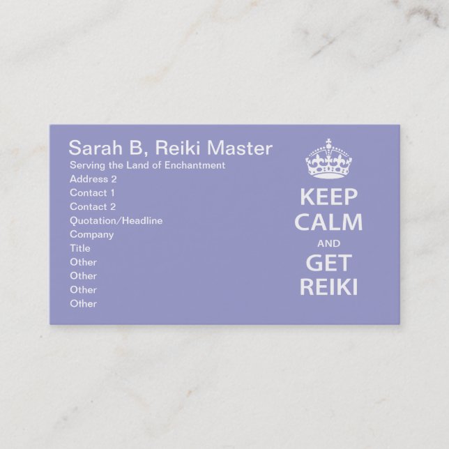 Carte De Rendez-vous Keep Calm and Get Reiki (Devant)