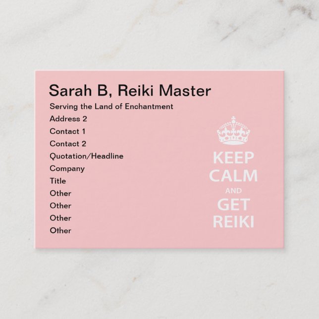 Carte De Rendez-vous Keep Calm and Get Reiki (Devant)