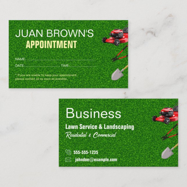 Carte De Rendez-vous Landscaping Services | Lawn Care & Garden Design (Devant / Derrière)