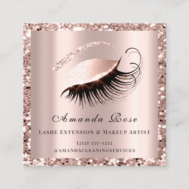 Carte De Rendez-vous Lashes Extension Maquillage Artiste Beauté Rose Or (Devant)