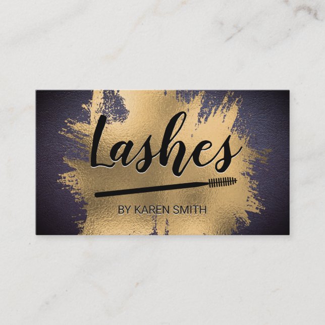 Carte De Rendez-vous Lashes | Plaque d'huile d'or | Texture en cuir (Devant)