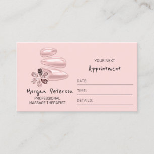 Carte De Rendez-vous Le Spa de massage Wellness PInk Logo Stones Flower
