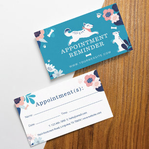 Carte De Rendez-vous Leaping Chien Floral Services de soins pour animau