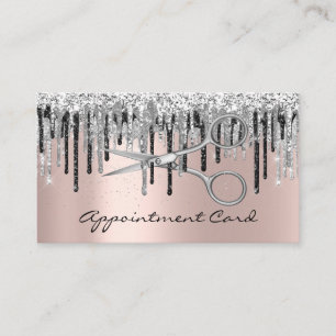 Carte De Rendez-vous Lecteurs Styliste de Rose à ciseaux gris argenté H