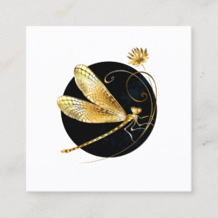Carte De Rendez-vous libellule d'or en cercle noir