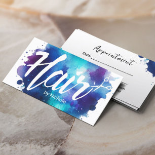 Carte De Rendez-vous Liste de cheveux Elégant Indigo Watercolor Salon
