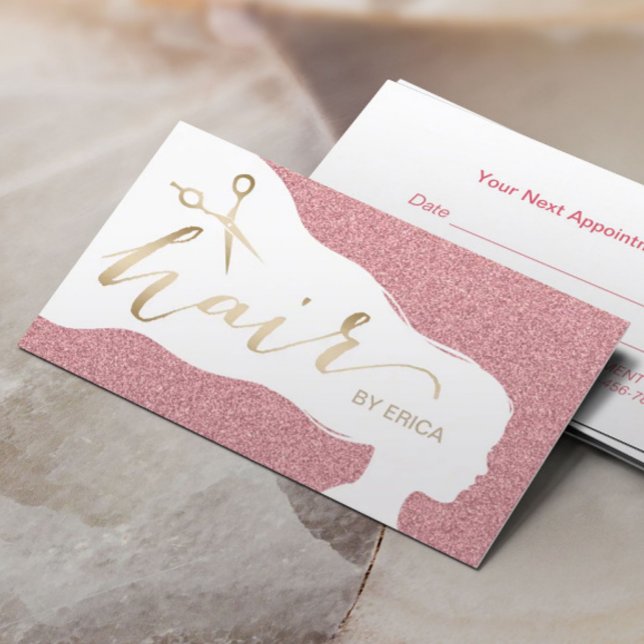 Carte De Rendez-vous Liste de cheveux Rose Gold Parties scintillant Sal (Créateur téléchargé)