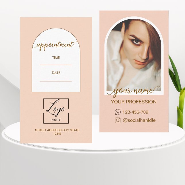 Carte De Rendez-vous Logo code QR photo rose style moderne script (Créateur téléchargé)