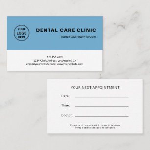 Carte De Rendez-vous Logo de clinique dentaire professionnel
