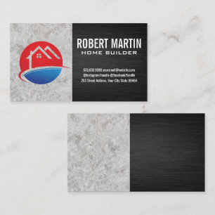 Carte De Rendez-vous Logo de la maison   Béton   Texture noire